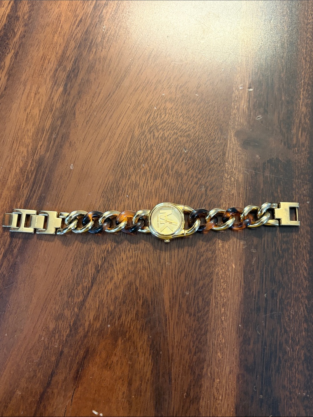Michael Kors Gold and Tortoiseshell Link Bracelet Watch